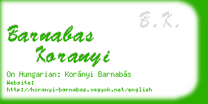 barnabas koranyi business card