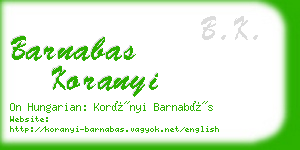 barnabas koranyi business card